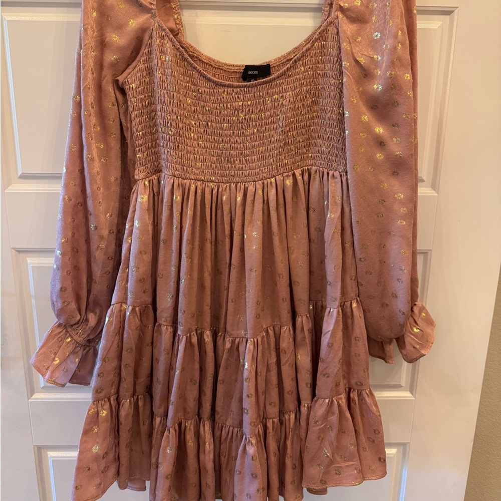 Elegant Pink and Gold Mini Dress